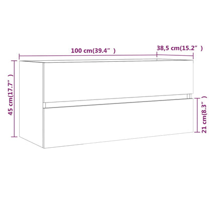 Brown Oak Engineered Wood Sink Cabinet 100x38.5x45 cm