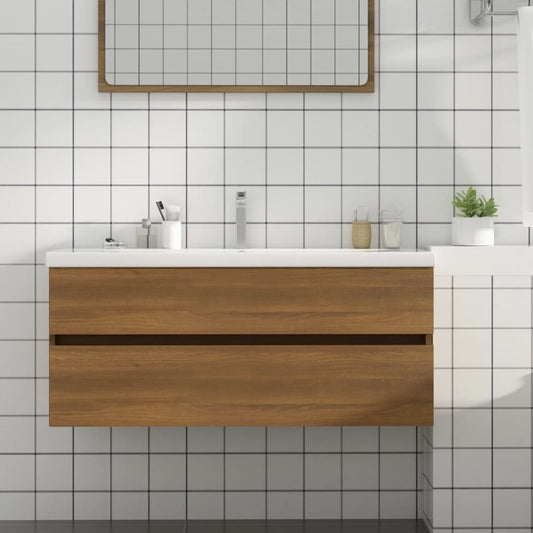 Brown Oak Engineered Wood Sink Cabinet 100x38.5x45 cm