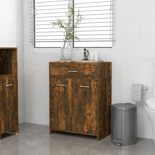 Smoked Oak Bathroom Cabinet, 60x33x80 cm Engineered Wood