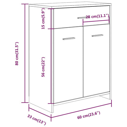 Grey Sonoma Bathroom Cabinet - 60x33x80 cm Engineered Wood