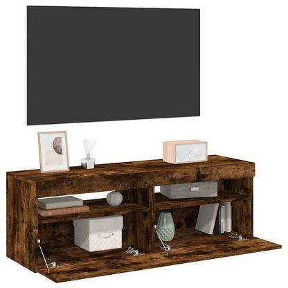 TV Cabinets 2 pcs with LED Lights Smoked Oak 60x35x40 cm