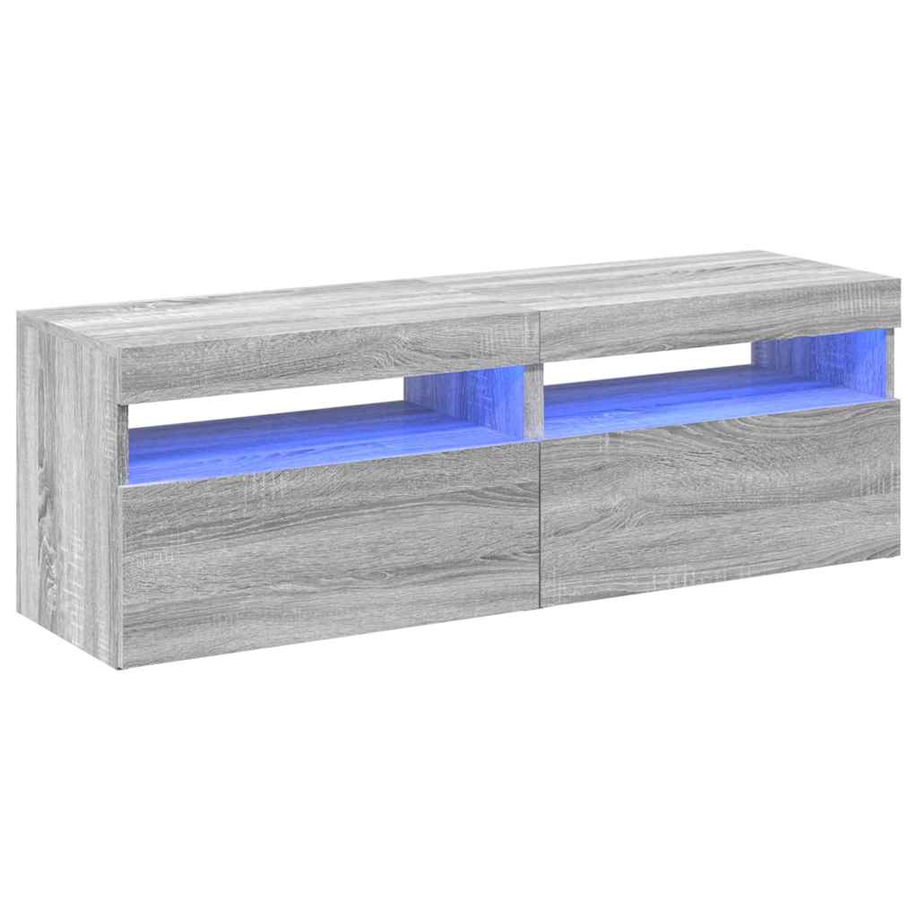 TV Cabinets 2 pcs with LED Lights Grey Sonoma 60x35x40 cm
