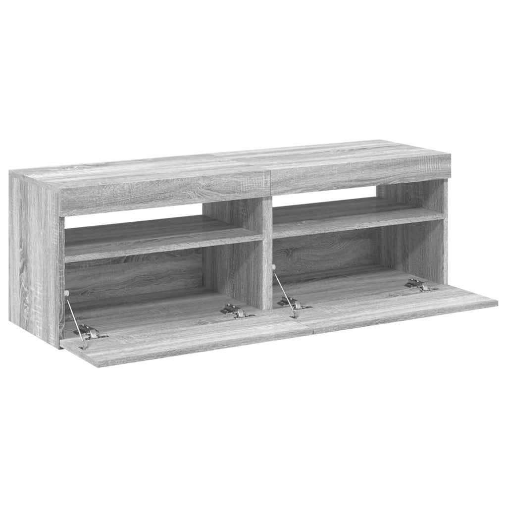 TV Cabinets 2 pcs with LED Lights Grey Sonoma 60x35x40 cm