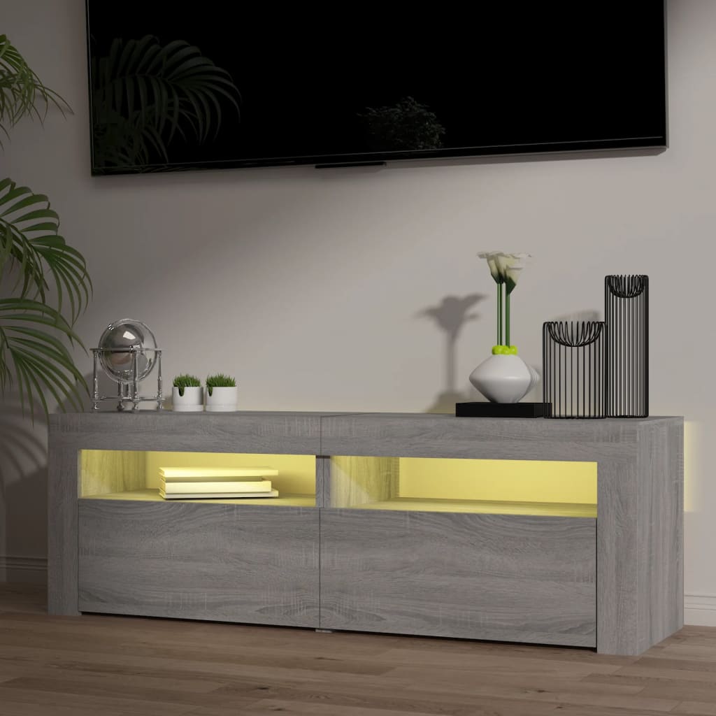 TV Cabinet with LED Lights Grey Sonoma 120x35x40 cm