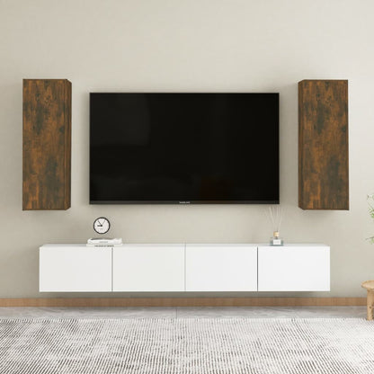 TV Cabinets 2 pcs Smoked Oak 30.5x30x90 cm Engineered Wood