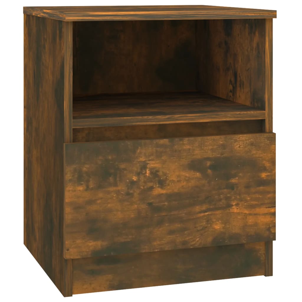 Smoked Oak Bedside Cabinets Set of 2 - 40x40x50 cm Engineered Wood