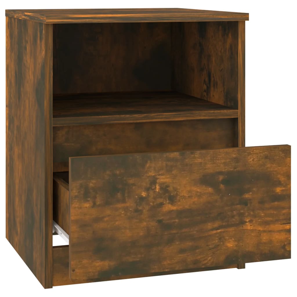 Smoked Oak Bedside Cabinets Set of 2 - 40x40x50 cm Engineered Wood