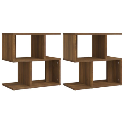 Brown Oak Bedside Cabinets Set - 2 pcs, Engineered Wood, 50x30x51.5 cm