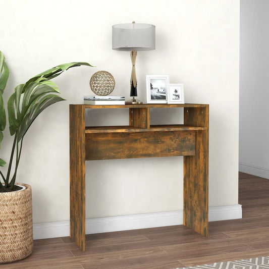 Smoked Oak Console Table - Engineered Wood, 78x30x80 cm