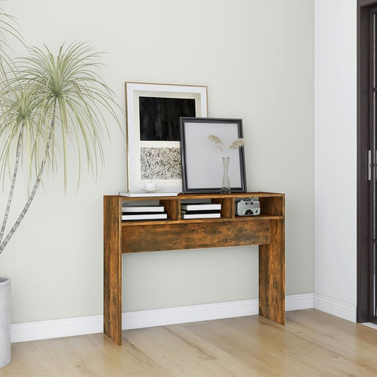 Smoked Oak Console Table - Engineered Wood, 105x30x80 cm