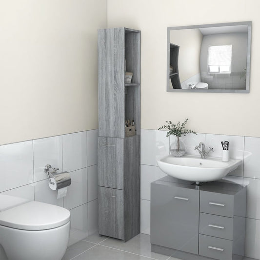 Grey Sonoma Tall Bathroom Cabinet - Engineered Wood, 25x26.5x170cm