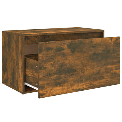 Smoked Oak Hall Bench 80x40x45 cm - Engineered Wood Elegance
