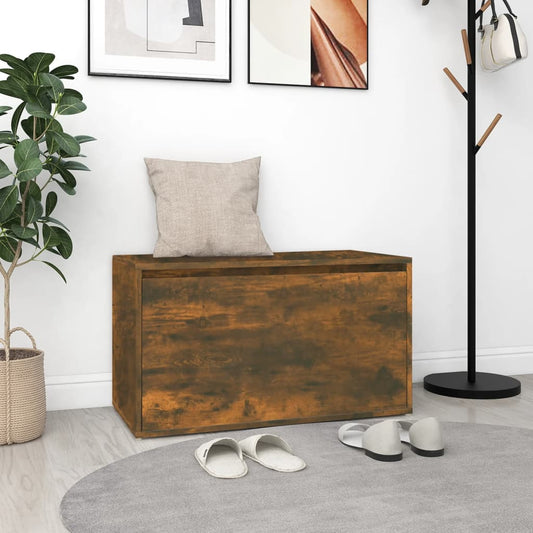 Smoked Oak Hall Bench 80x40x45 cm - Engineered Wood Elegance