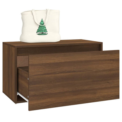 Brown Oak Hall Bench 80x40x45 cm | Engineered Wood Seating