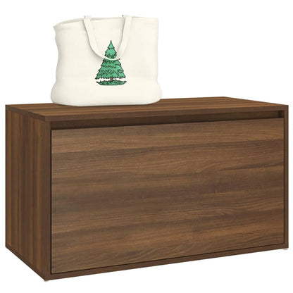 Brown Oak Hall Bench 80x40x45 cm | Engineered Wood Seating