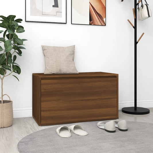 Brown Oak Hall Bench 80x40x45 cm | Engineered Wood Seating