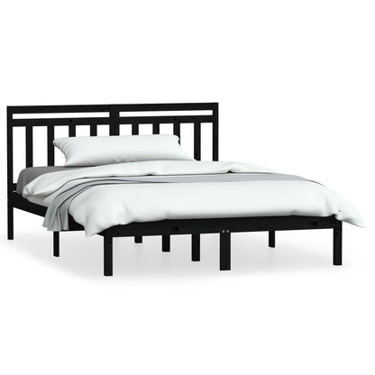 Black Solid Wood Bed Frame 140x190 cm - vidaXL (No Mattress)