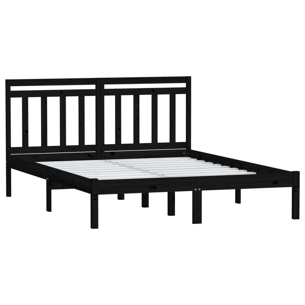 Black Solid Wood Bed Frame 140x190 cm - vidaXL (No Mattress)