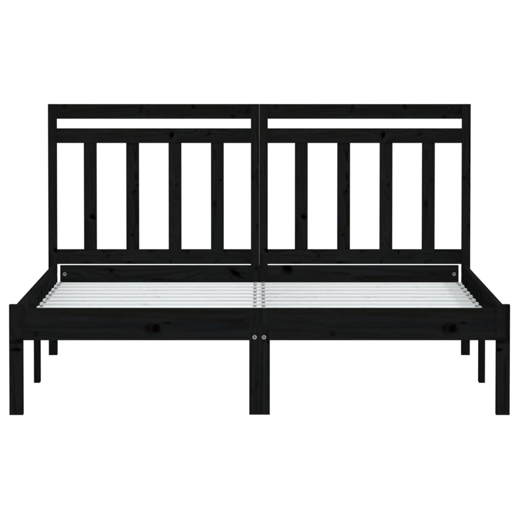 Black Solid Wood Bed Frame 140x190 cm - vidaXL (No Mattress)