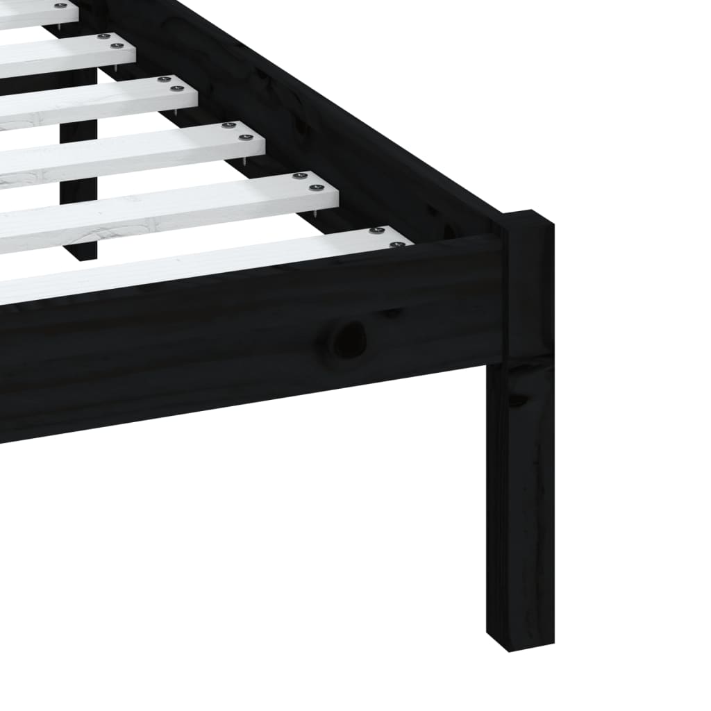 Black Solid Wood Bed Frame 140x190 cm - vidaXL (No Mattress)