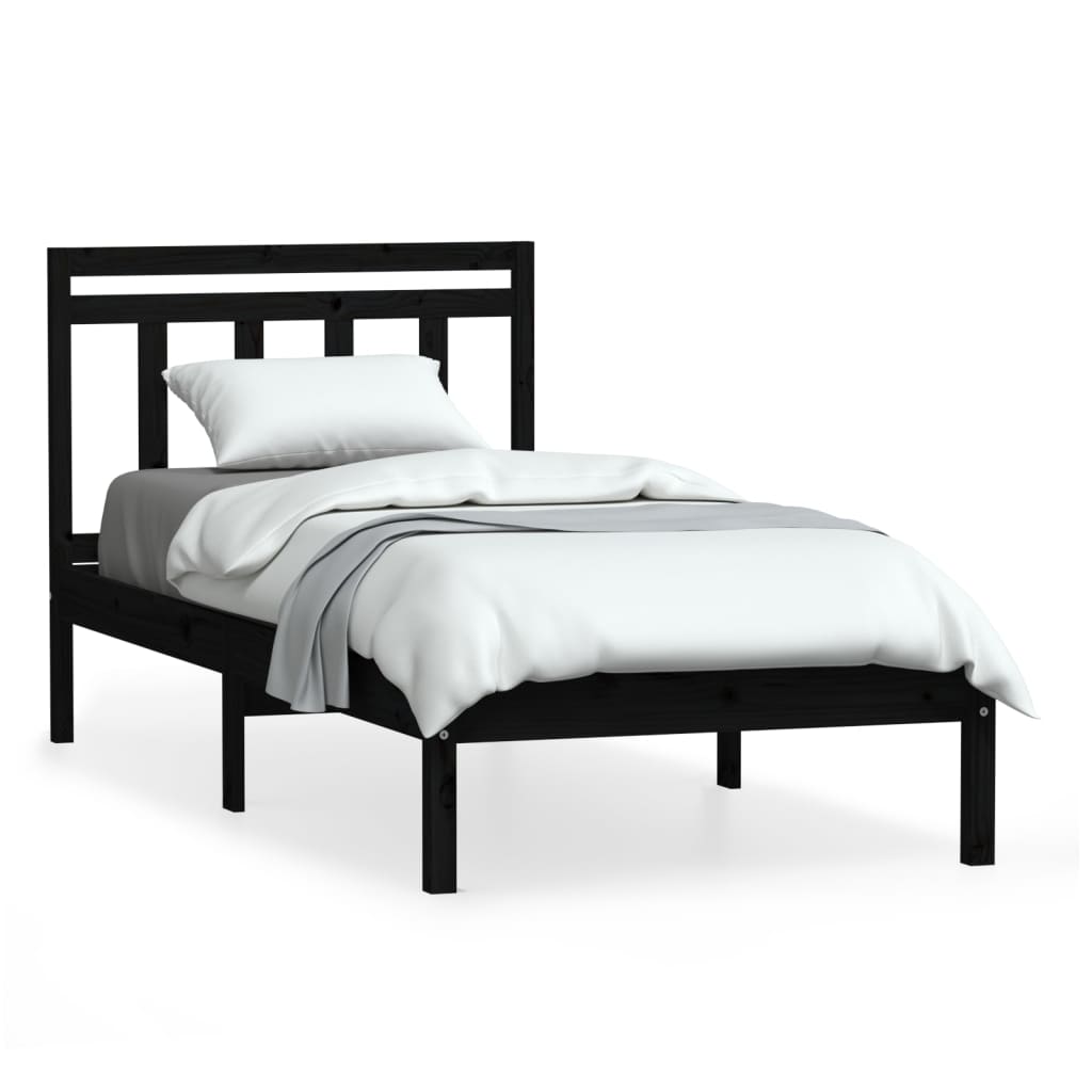 Black Solid Wood Bed Frame 100x200 cm - vidaXL (No Mattress)