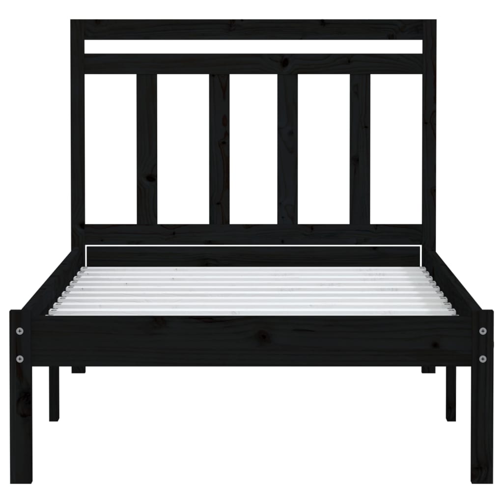 Black Solid Wood Bed Frame 100x200 cm - vidaXL (No Mattress)
