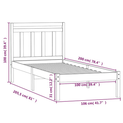 Black Solid Wood Bed Frame 100x200 cm - vidaXL (No Mattress)