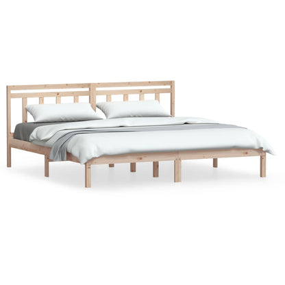 Solid Wood Bed Frame 200x200 cm - vidaXL, Natural Finish