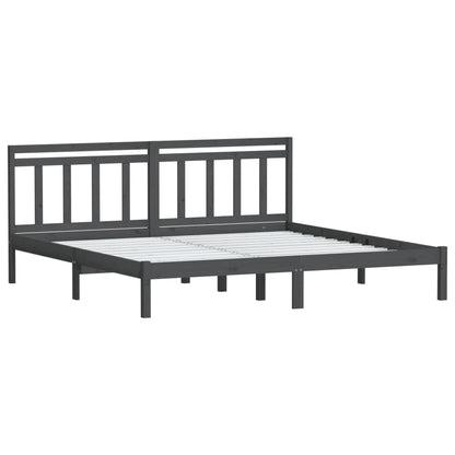 Grey Solid Wood Bed Frame 200x200 cm - vidaXL 3100611 (No Mattress)