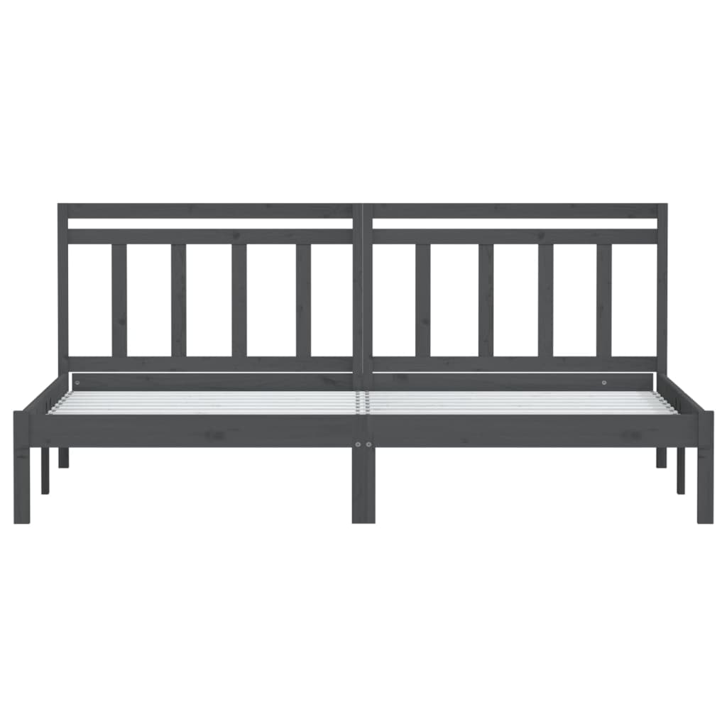 Grey Solid Wood Bed Frame 200x200 cm - vidaXL 3100611 (No Mattress)