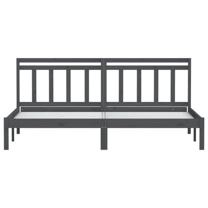 Grey Solid Wood Bed Frame 200x200 cm - vidaXL 3100611 (No Mattress)