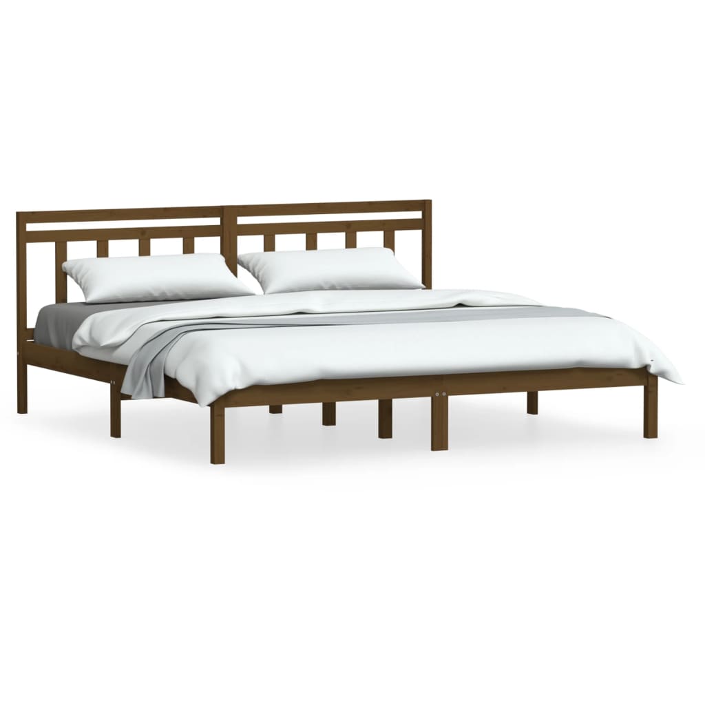Solid Wood Honey Brown Bed Frame 200x200 cm | vidaXL 3100612