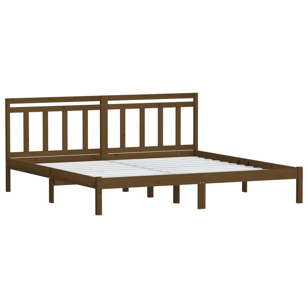 Solid Wood Honey Brown Bed Frame 200x200 cm | vidaXL 3100612