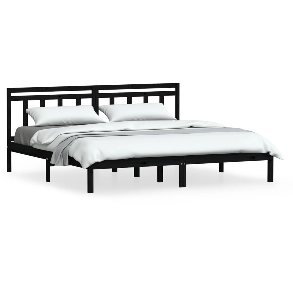 vidaXL Black Solid Wood Bed Frame 200x200 cm - No Mattress