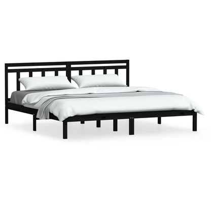 vidaXL Black Solid Wood Bed Frame 200x200 cm - No Mattress