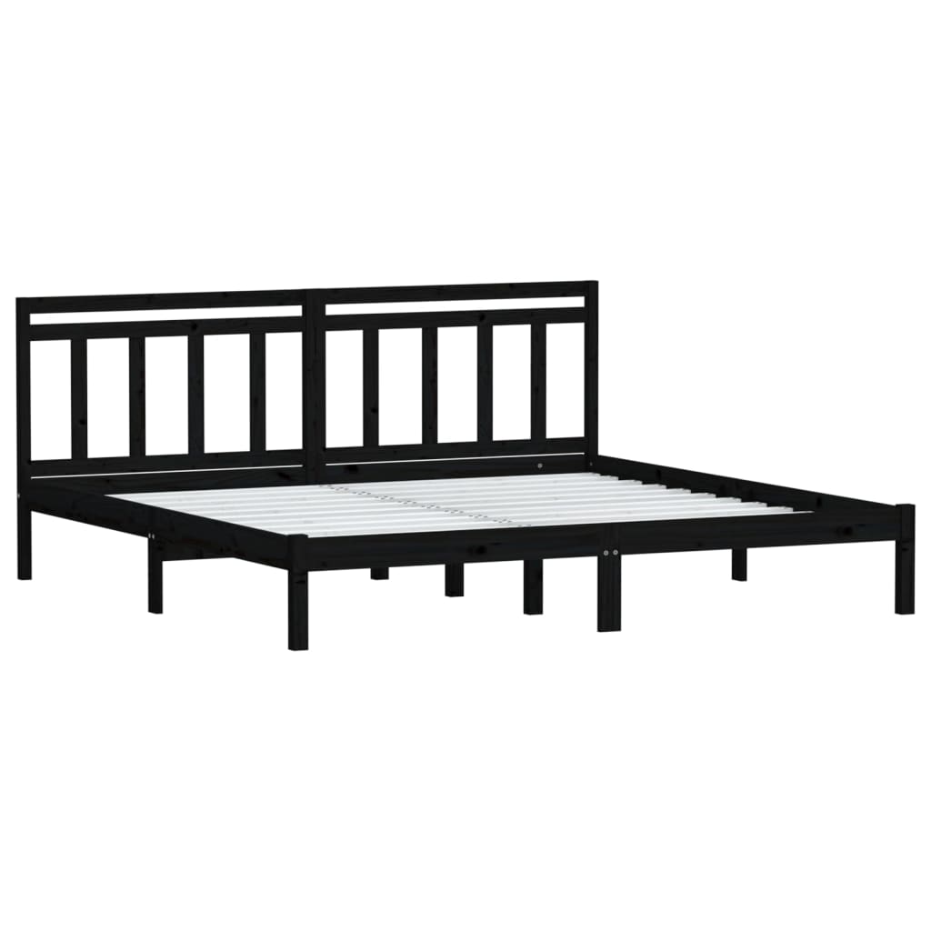 vidaXL Black Solid Wood Bed Frame 200x200 cm - No Mattress