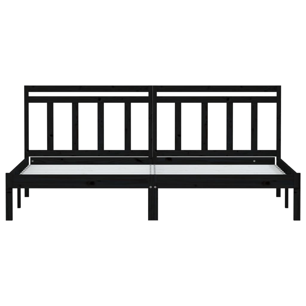 vidaXL Black Solid Wood Bed Frame 200x200 cm - No Mattress