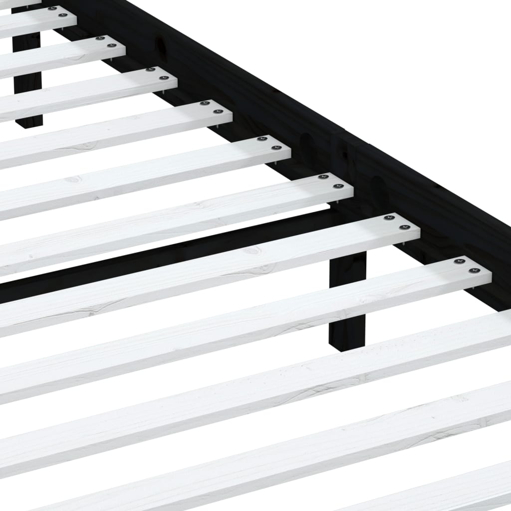 vidaXL Black Solid Wood Bed Frame 200x200 cm - No Mattress