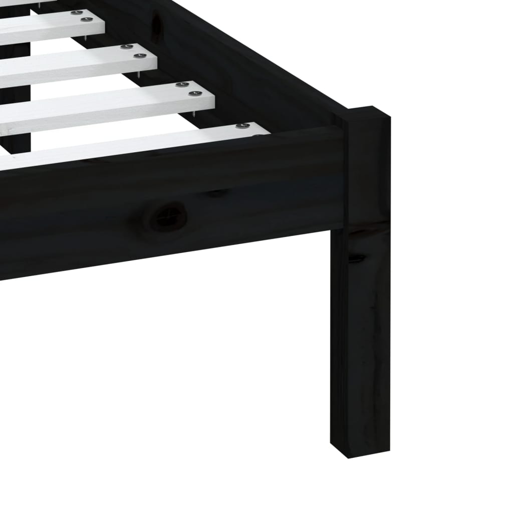 vidaXL Black Solid Wood Bed Frame 200x200 cm - No Mattress