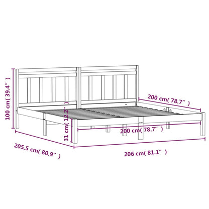 vidaXL Black Solid Wood Bed Frame 200x200 cm - No Mattress