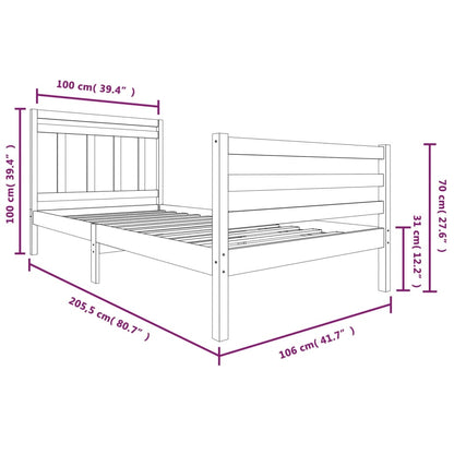 Solid Wood Bed Frame 100x200 cm - Durable, Stylish, Natural Finish
