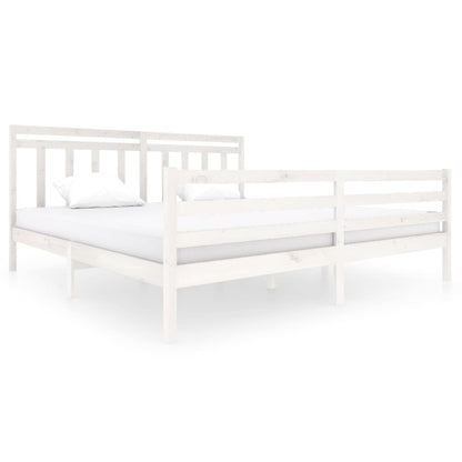 White Solid Wood Bed Frame 200x200 cm - vidaXL (Mattress Not Included)