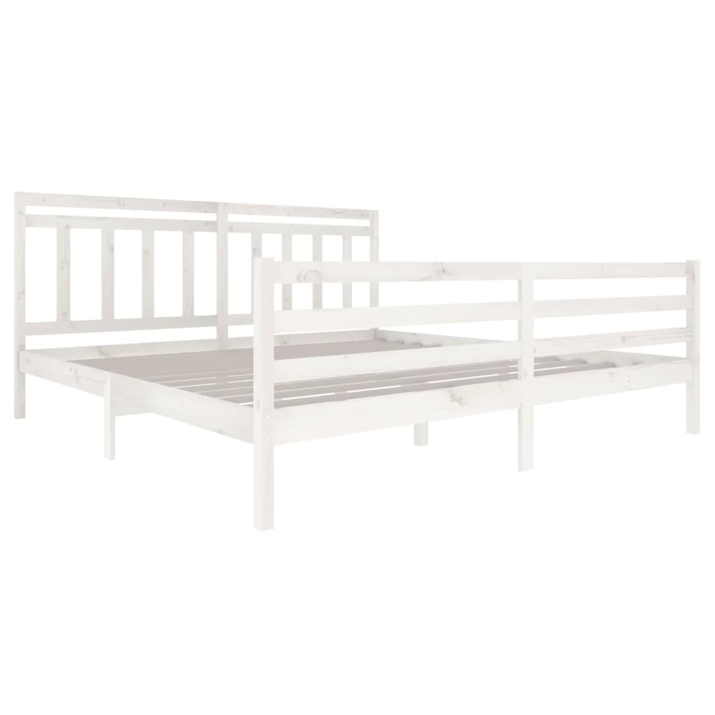 White Solid Wood Bed Frame 200x200 cm - vidaXL (Mattress Not Included)