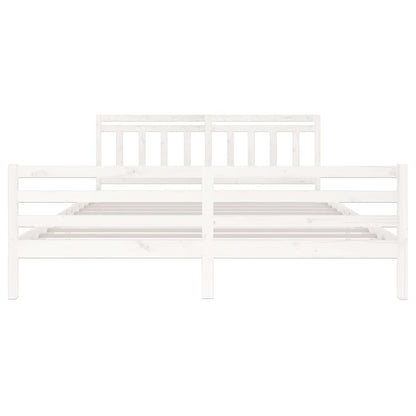 White Solid Wood Bed Frame 200x200 cm - vidaXL (Mattress Not Included)