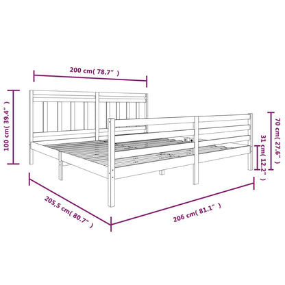 White Solid Wood Bed Frame 200x200 cm - vidaXL (Mattress Not Included)