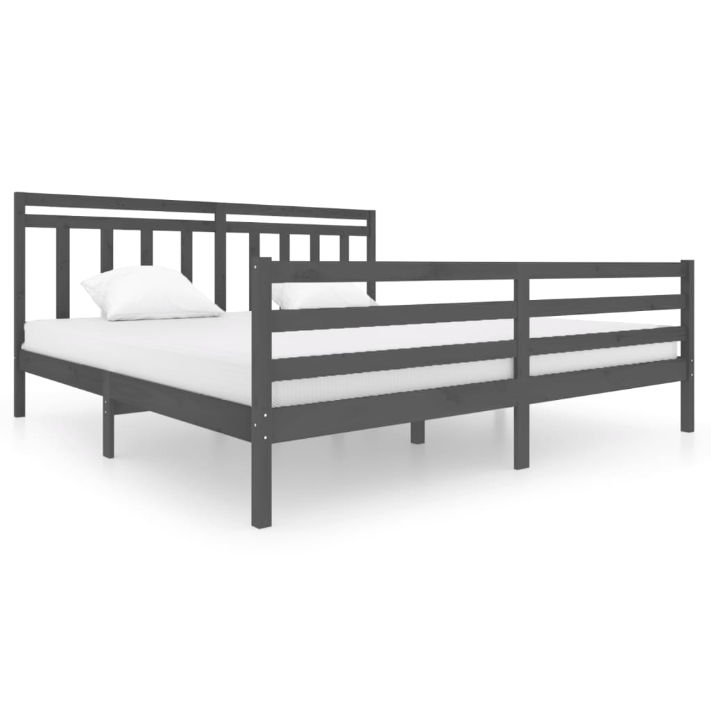 Grey Solid Wood Bed Frame 200x200 cm - vidaXL 3100676