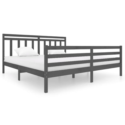 Grey Solid Wood Bed Frame 200x200 cm - vidaXL 3100676