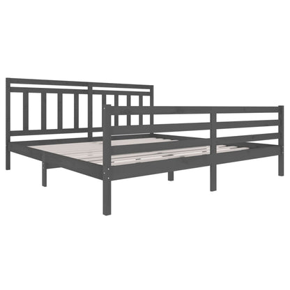 Grey Solid Wood Bed Frame 200x200 cm - vidaXL 3100676