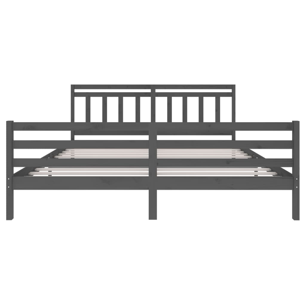 Grey Solid Wood Bed Frame 200x200 cm - vidaXL 3100676