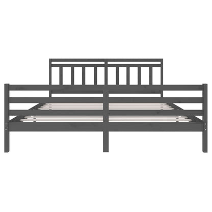 Grey Solid Wood Bed Frame 200x200 cm - vidaXL 3100676